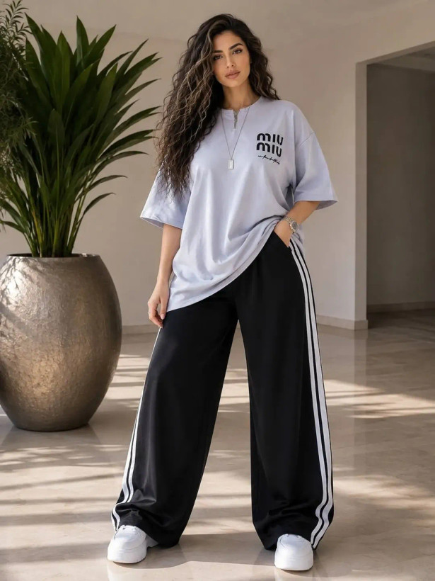 ست دو تیکه (تیشرت + شلوار) Miu Miu سایز فری تا ۴۸