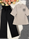 ست دو تیکه (تیشرت + شلوار) Miu Miu سایز فری تا ۴۸