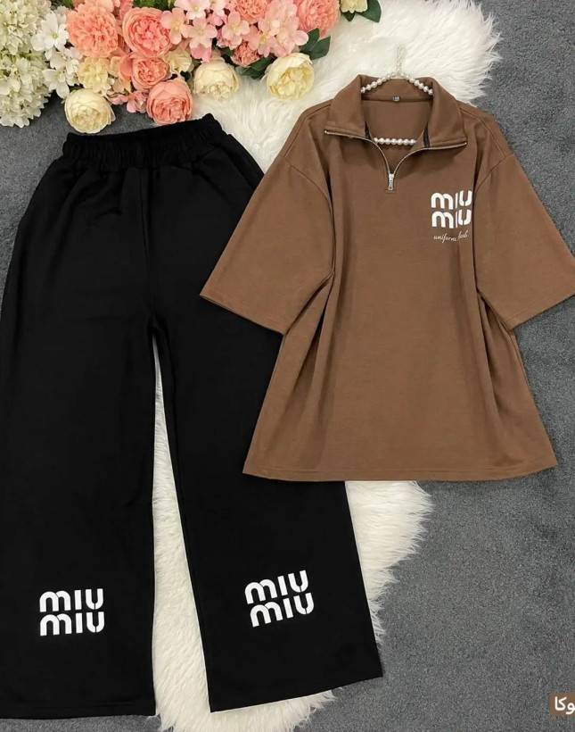 ست دو تیکه تیشرت شلوار Miu Miu