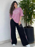 ست دو تیکه تیشرت و شلوار گلکسی پنبه