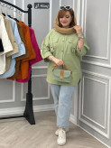 مانتو جیب صلیب لمپارد جنس کتان لنین
