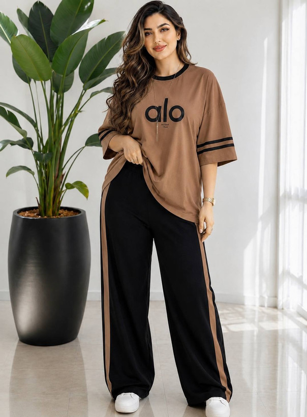 ست دو تیکه تیشرت و شلوار بگ alo