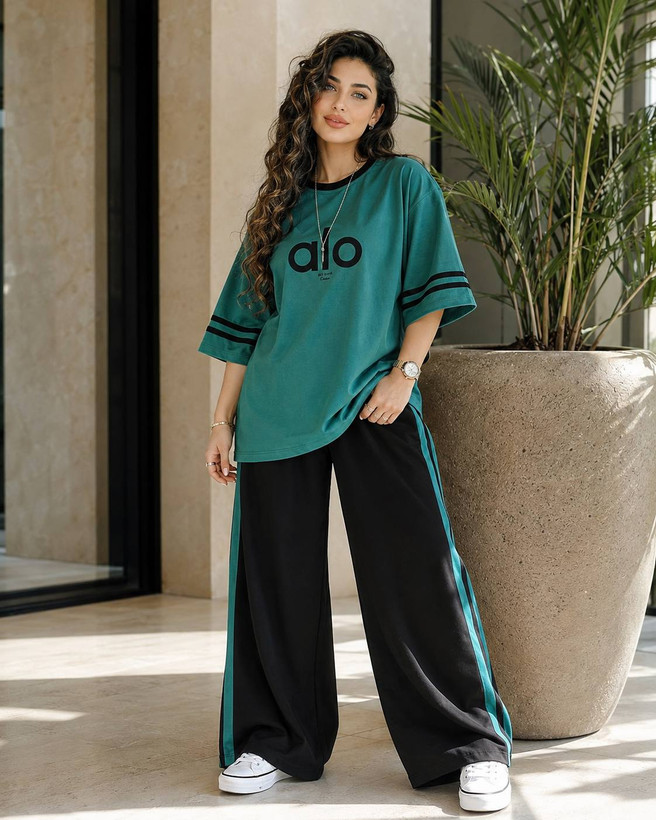 ست دو تیکه تیشرت و شلوار بگ alo