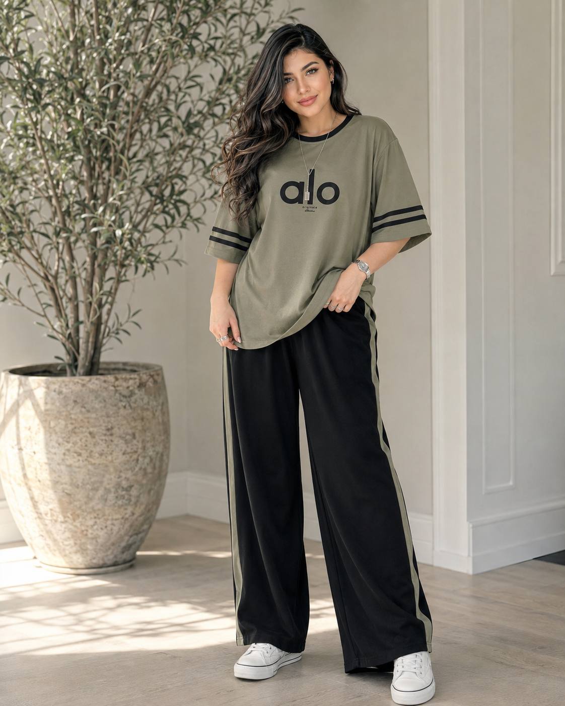 ست دو تیکه تیشرت و شلوار بگ alo