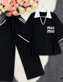 ست تیشرت و شلوار بگ Miu Miu طرز 1260 جنس گلکسی پنبه
