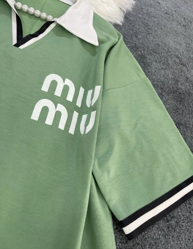 ست تیشرت و شلوار بگ Miu Miu طرز 1260 جنس گلکسی پنبه