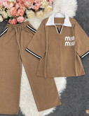 ست تیشرت و شلوار بگ Miu Miu طرز 1260 جنس گلکسی پنبه