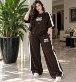 ست دو تیکه تیشرت و شلوار گلکسی پنبه Miu Miu