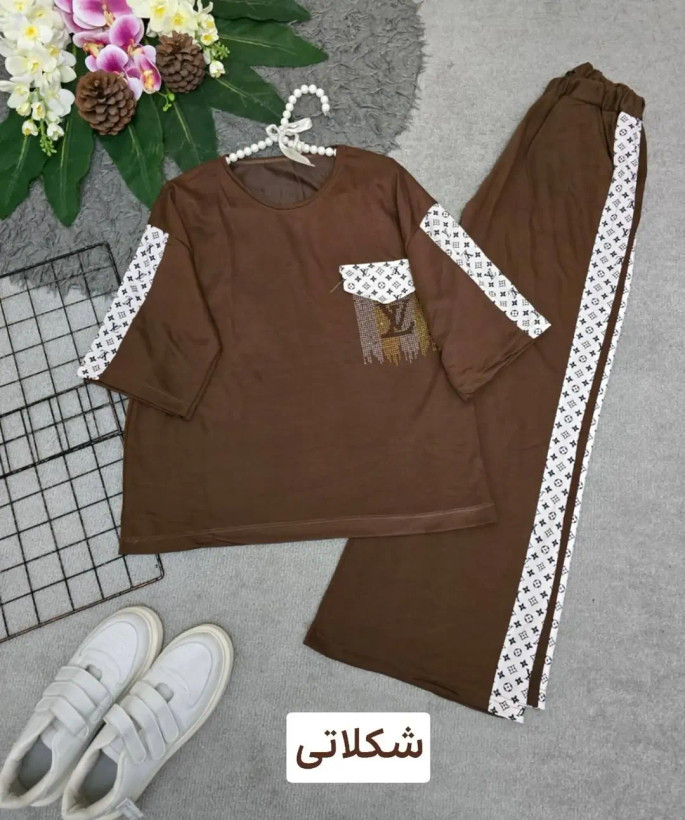 ست تیشرت و شلوار مدل ال وی نگینی