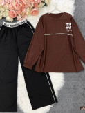 ست دو تیکه تیشرت و شلوار گلکسی پنبه مدل Miu Miu