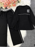 ست دو تیکه تیشرت و شلوار گلکسی پنبه مدل Miu Miu