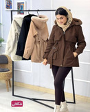 کاپشن کتان تی سی داخل خز کلاه دار
